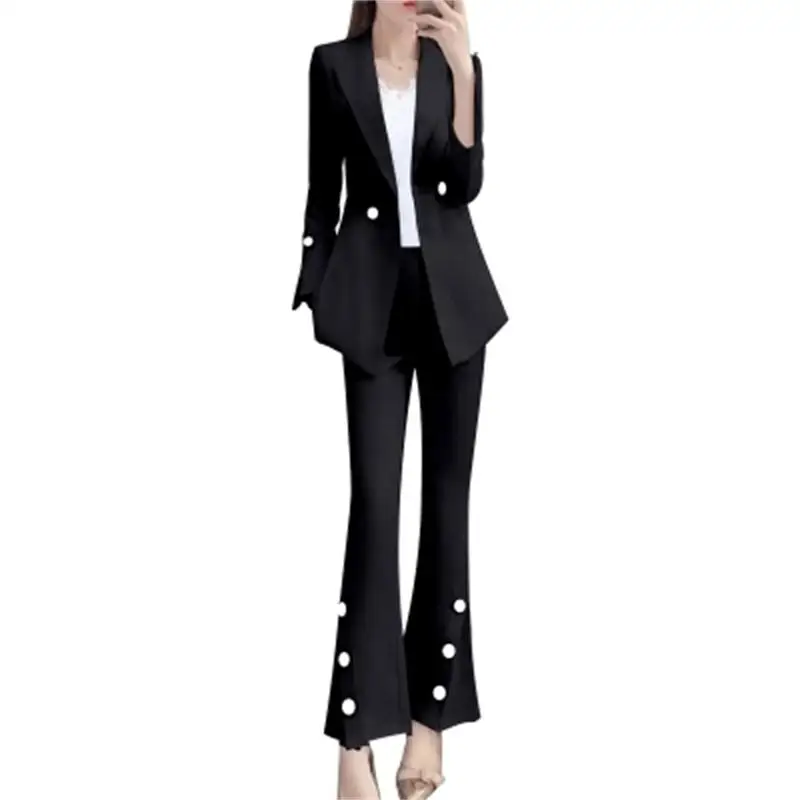 

Fashion black suit suit female winter New High end casual suit + trousers two-piece suit women Ladies Office Set