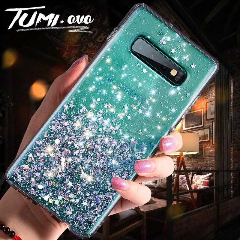 

Silver Foil Star Bling Glitter Back Phone Cover For Samsung Galaxy S8 S9 S10 Plus Note 8 9 Soft TPU Phone Case Silicon Cover