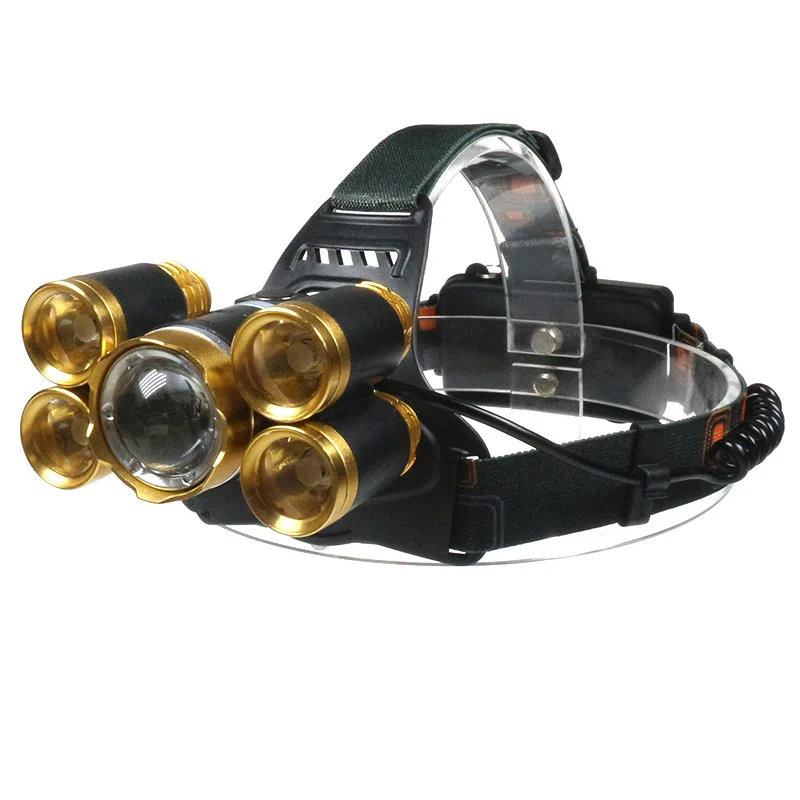 3 color rotary zoom 5LED headlamp outdoor camping headlightin