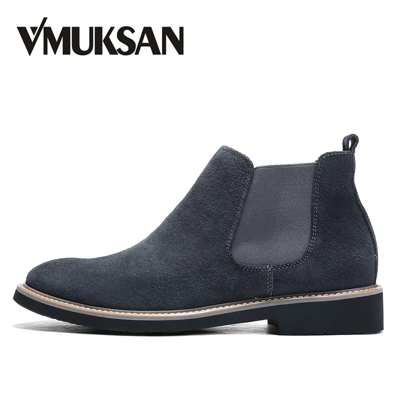 

VMUKSAN Brand New Chelsea Boots Men High Quality Cow Suede Men Boots 2018 Winter Warm Mens Ankle Shoes