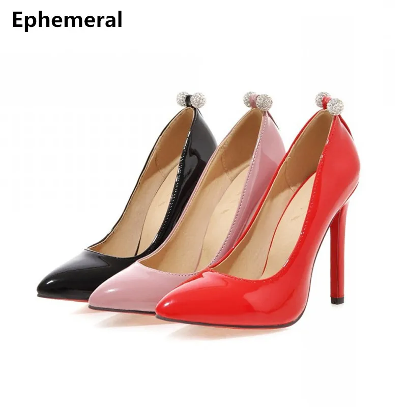 Womens Patent Leather Stiletto Heel Pointed Toe Party Super High Heel Shoes plus 