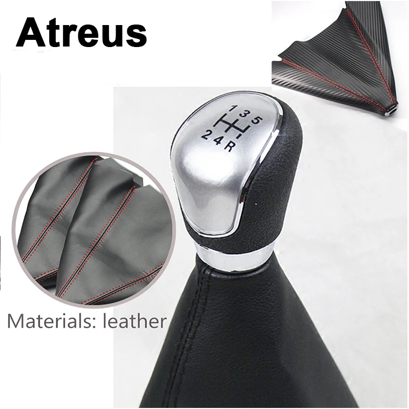 

Atreus For VW polo passat b5 b6 Mazda Toyota corolla Ford focus 2 Car Carbon Fiber Genuine Leather Gear Lever dust-proof Cover