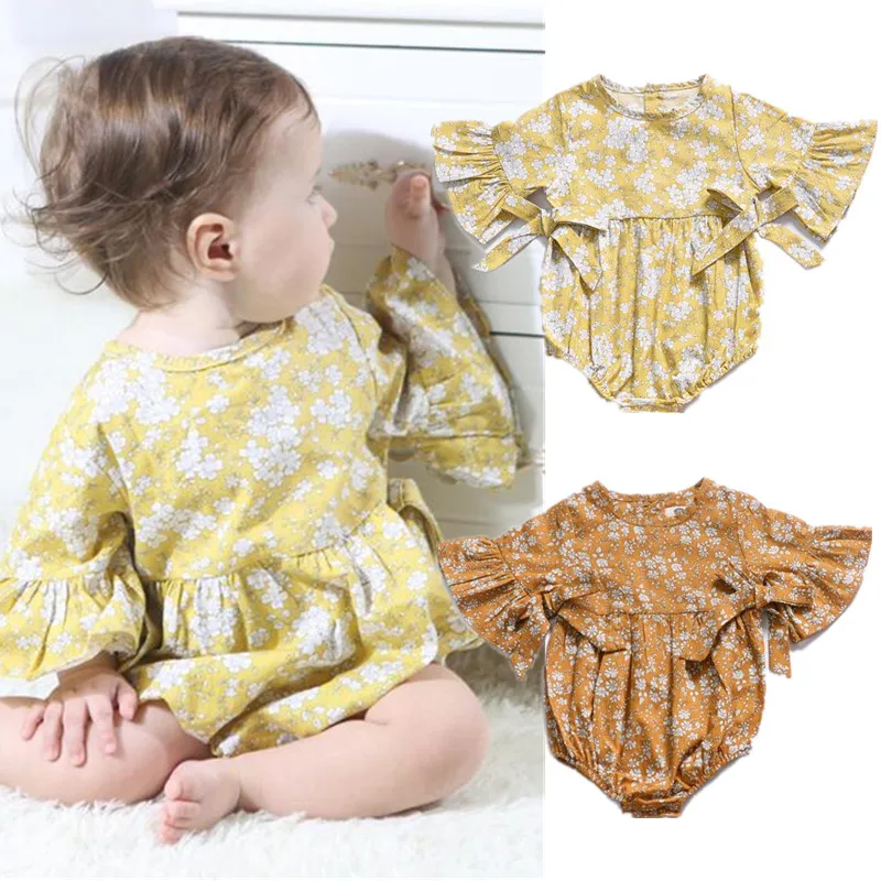 

2019 new Baby Clothing Newborn Toddler Infant Baby Girls clothes Ruffles Deer Romper Cross Jumpsuit Clothes Sunsuit Outfits