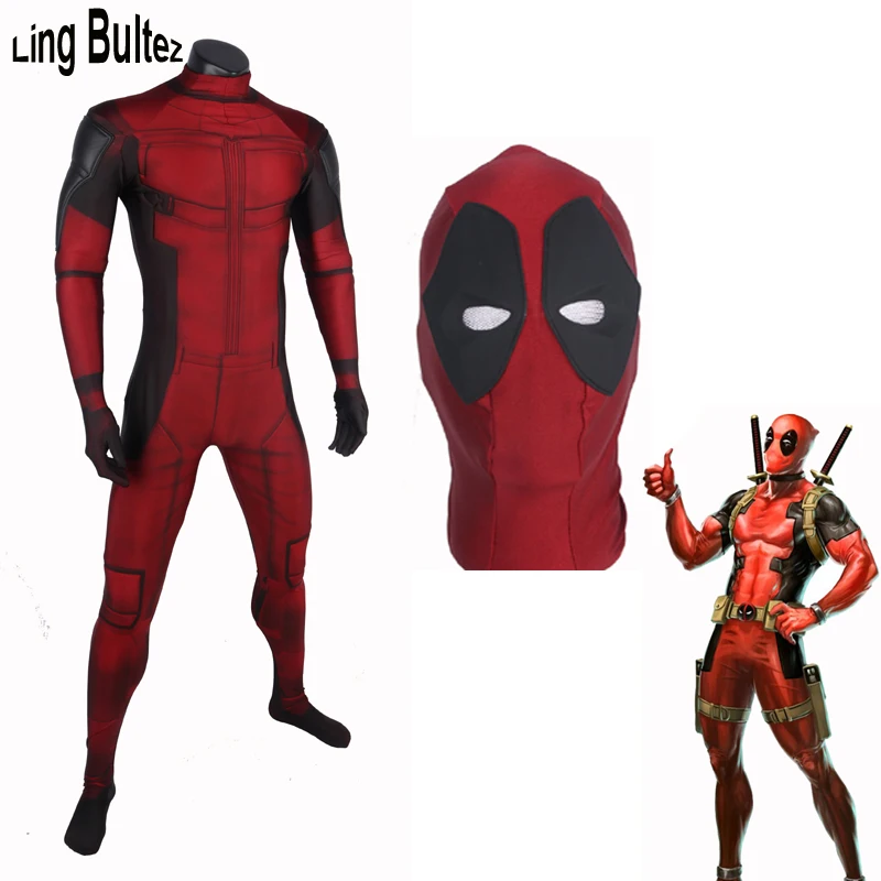 

Ling Bultez High Quality Muscle Padding Deadpool Costume Spandex Deadpool Suit Comic Deadpool Fullbody Zentai Suit
