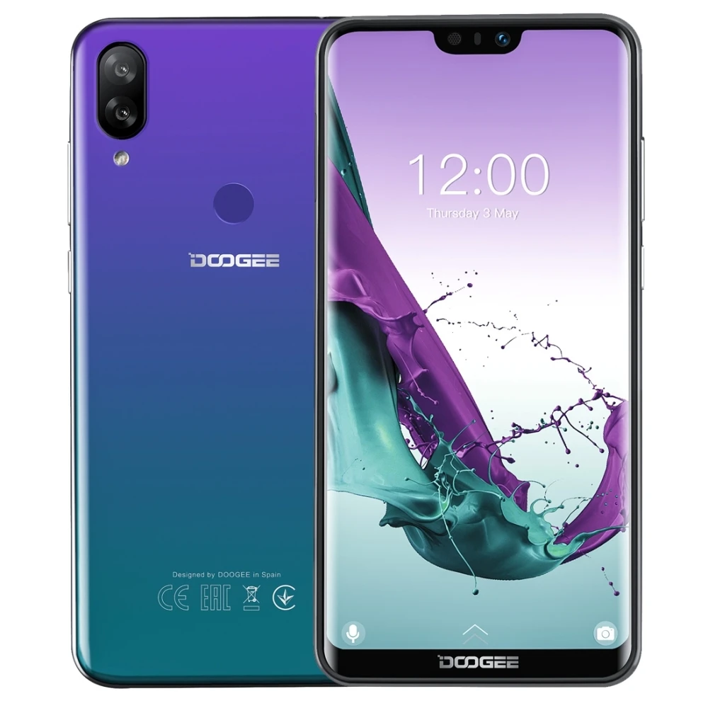 DOOGEE N10 Android 8,1, мобильный телефон, 3 Гб ОЗУ, 32 Гб ПЗУ, 5,84 дюймов, FHD+ 19:9 дисплей, двойной дисплей, 16,0 Мп, 3360 мАч, 4G LTE, две sim-карты, смартфон