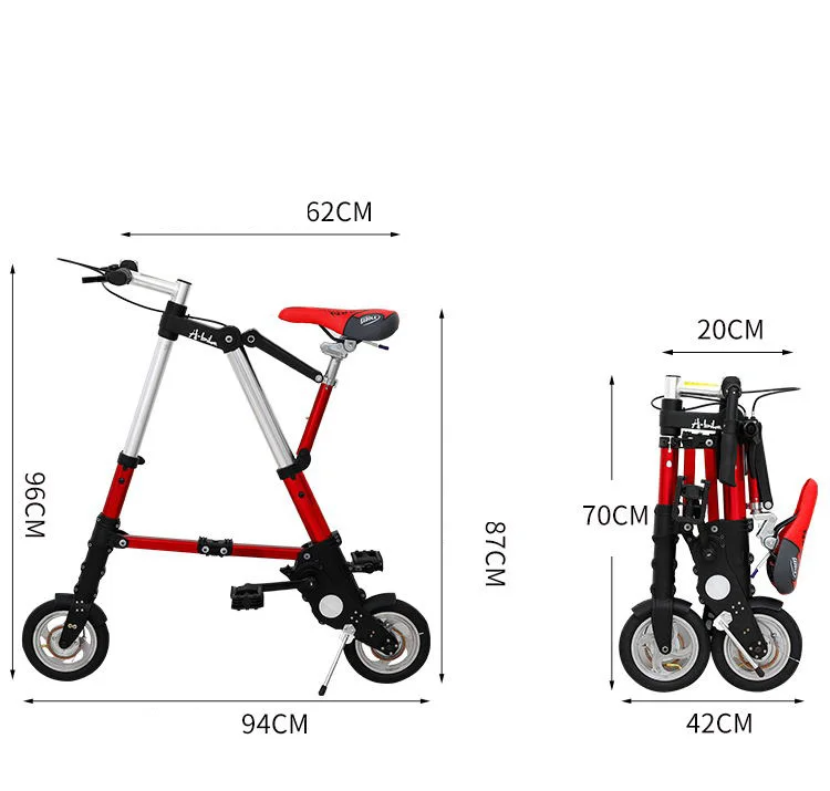 Flash Deal [TB11]Bicycle scooter mini 8 inch folding bicycle 10 inch bicycle small folding car free inflatable 1