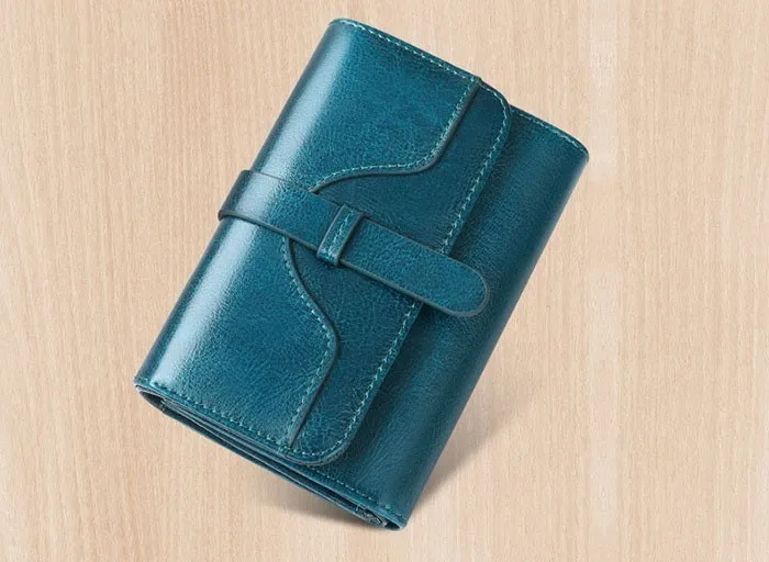 NewTri Fold Genuine Leather Women Wallet Short Luxury Brand Zipper Wallet Ladies Small Coin Purse Card Holder Oil Wallet