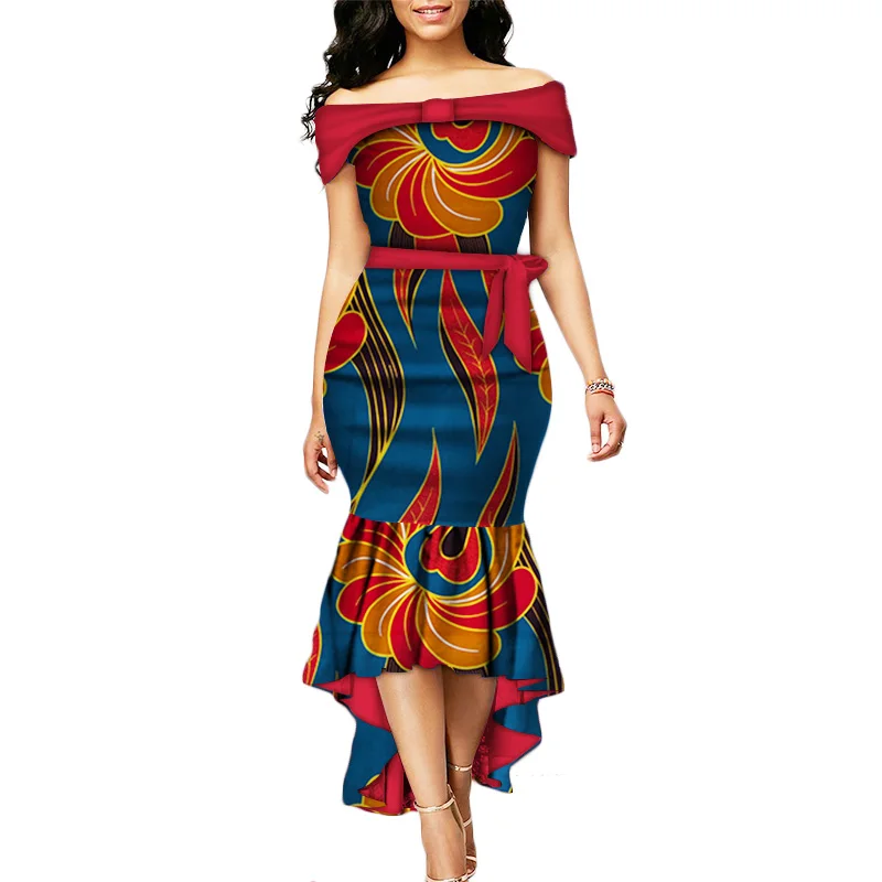 Высококачественные вечерние платья в африканском стиле с принтом для женщин Bazin Riche длинное платье русалки традиционная африканская одежда WY3227 - Цвет: 25