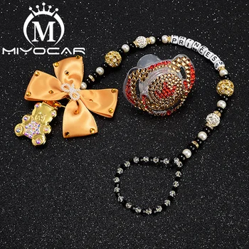 

MIYOCAR personalized name bling gold pacifier clip personalized pacifier holder with bling pacifier set unique gift SP015