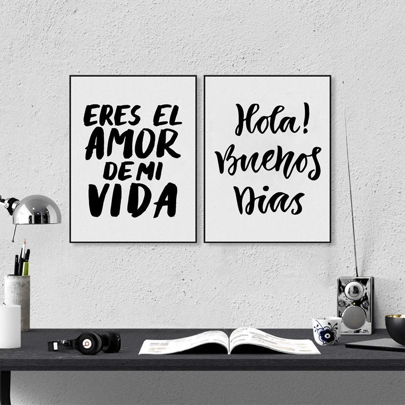 Peinture Sur Toile Avec Citation Es El Amor De Mi Vida Decoration Murale Aliexpress