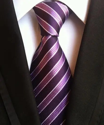 8 см Модный классический мужской галстук в полоску фиолетовый белый синий черный розовый Лавандовый жаккардовый тканый галстук из шелка галстук в горошек - Цвет: LUC-50