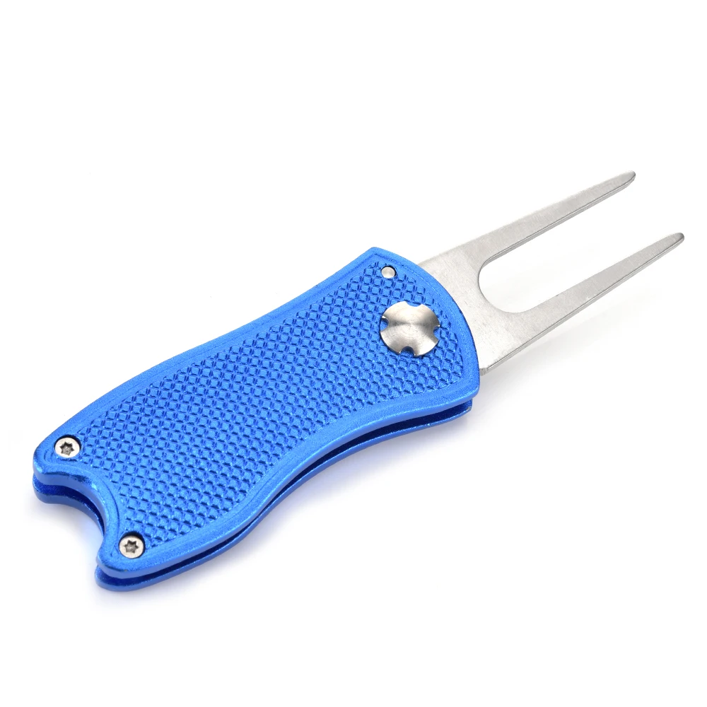 Stainless Steel Golf Divot Repair Switchblade Tool Pitch Groove Cleaner