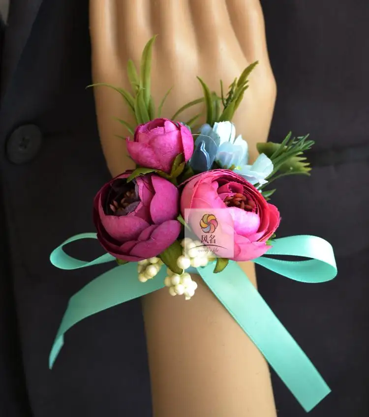 1 шт свадебная бутоньерка, жених бутоньерка Невеста Подружка невесты женские руки на запястье цветок Искусственные цветы корсажи свадебные принадлежности - Цвет: Color1 Wrist Flower