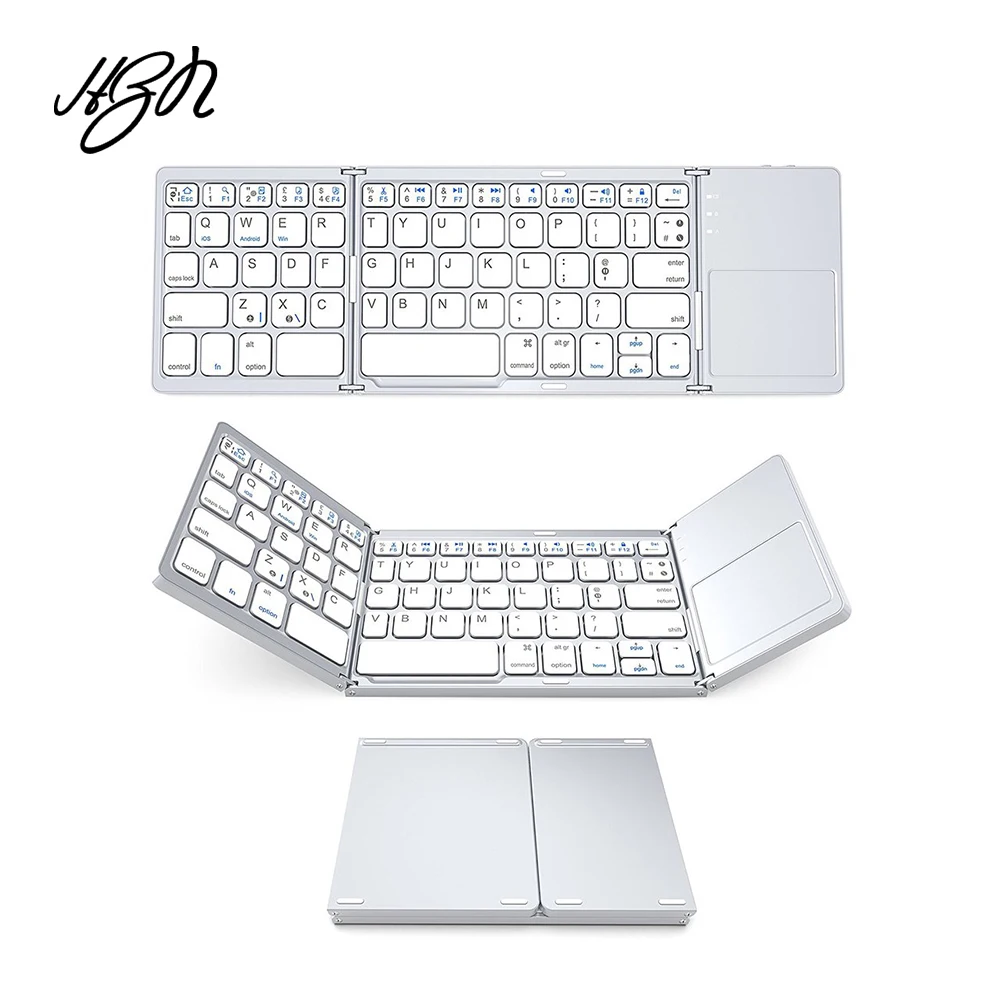 

Ultra Thin Mini Bluetooth 3.0 Foldable Wireless Keyboard Keypad with Touchpad Universal For Bluetooth Tablet PC Laptop Phone