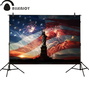 

Allenjoy photography backdrops Patriotic American Flag independence Day Statue of Liberty banner photo studio