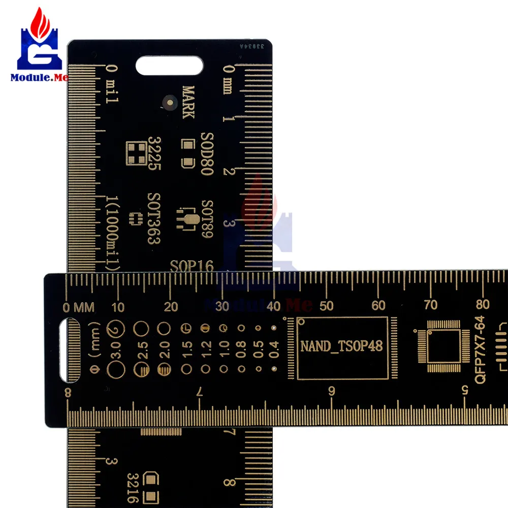 1 комплект 15 см 20 см 25 см PCB линейка Многофункциональный измерительный инструмент резистор микросхема конденсатора IC SMD диодный транзистор посылка 180 градусов