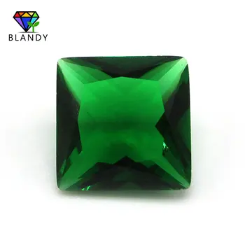 

Wholesale price 12x12mm Square Cut Synthetic Glass Gems Loose Green Glass Stone For Jewelry