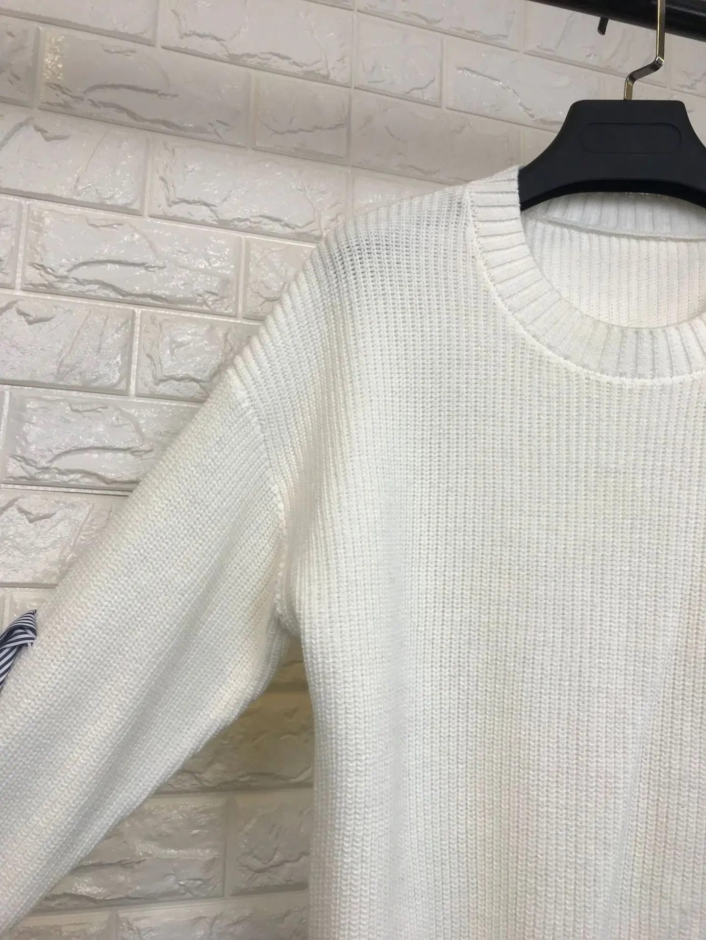 White elastic knit loose pullovers sweater 2018 new long sleeve women autumn casual sweater 