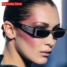 Имитация бриллианта Элегантные Солнцезащитные очки женские Роскошные брендовые дизайнерские маленькие квадратные солнцезащитные очки для женщин синие желтые очки мужские