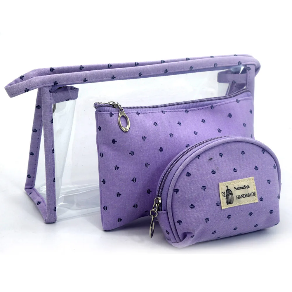 3 шт./компл. для дам и девушек из прозрачного ПВХ косметички Водонепроницаемый Портативный сумочки для косметики, Для женщин ПВХ сумка дорожная сумка для путешествий# YL5 - Цвет: Purple
