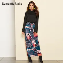 Романтическая Лидия Женская мода плед печати длинная юбка женская Осень Повседневная прямая Высокая талия Макси юбки