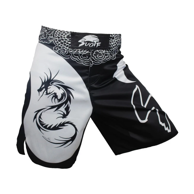 Новые мужские боксерские трусы, шорты с принтом ММА, шорты для борьбы, шорты из полиэстера, шорты для тайского бокса, MMA
