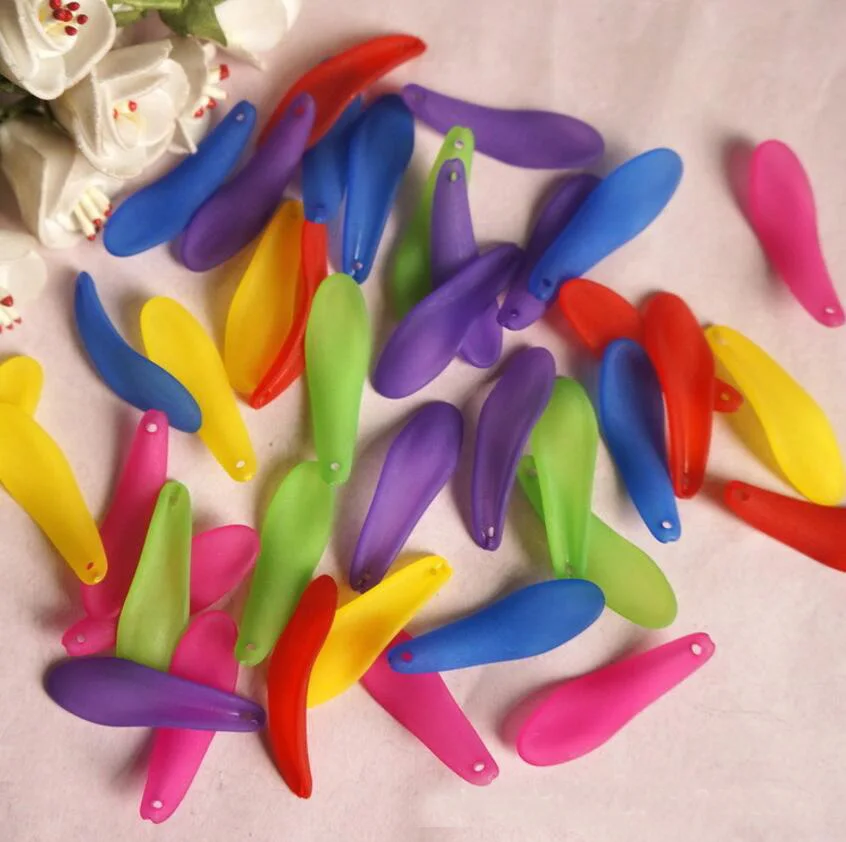 

500g 1350pcs 10*28mm Acrylic Solid Color Daisy Flower Petals Beads With Hole For Craft DIY Jewelry Hair Clip Hairband Accessory