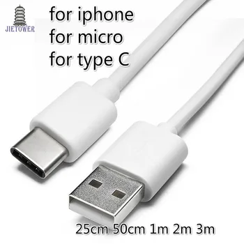 

300pcs/lot Type c USB C Cable for Huawei Samsung 8PIN USB Cord for IPhone 2A Micro USB for Android Phone 25cm 50cm 1m 2m 3m
