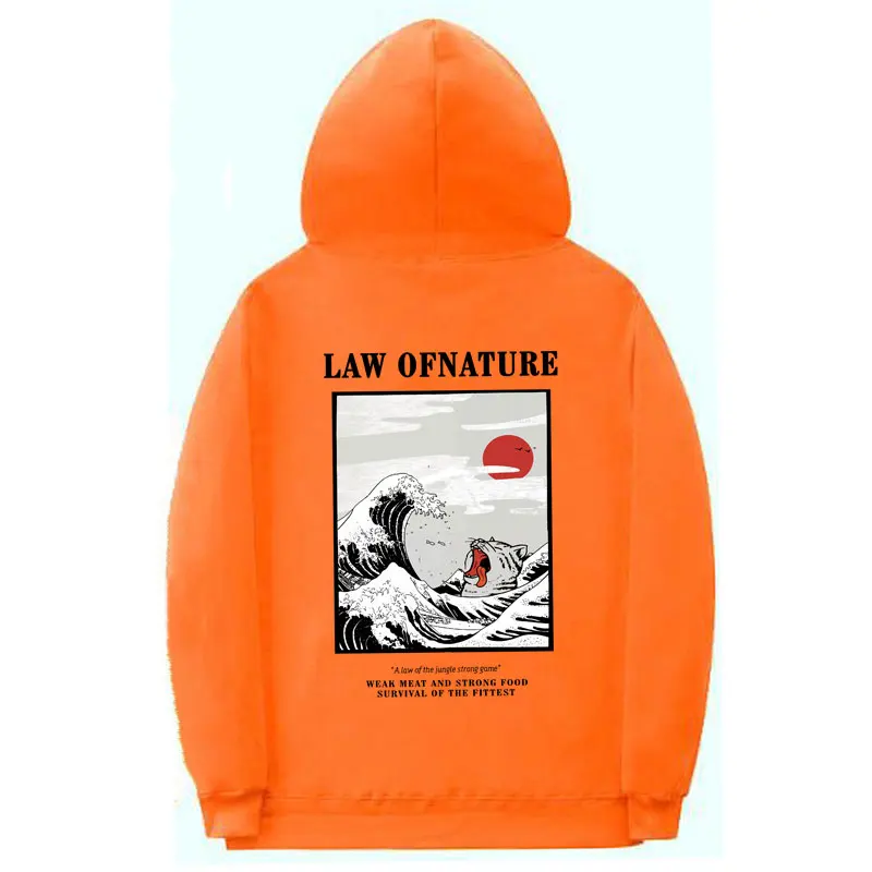 

Orange Hoodies Men Funny Cat Wave Hoodie Pullover Leisure fashion Fleece Hooded Sweatshirt Hip Hop Streetwear Hoodie Pink black
