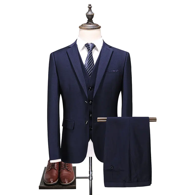 Jacket + Pant + Vest Top Quality 2018 New Men Business Slim Suits Sets Wedding Dress Three-piece Suit Blazers Coat 