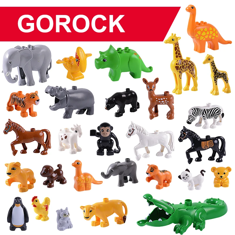 GOROCK 28 моделей фигурок животных набор строительных блоков обезьяна лошадь кролик