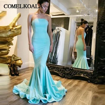 

Sexy Long Mermaid Prom Dress Strapless Ruffles Formal Evening Dresses For Women Cheap Custom Plus Size Special Event Gala Gowns