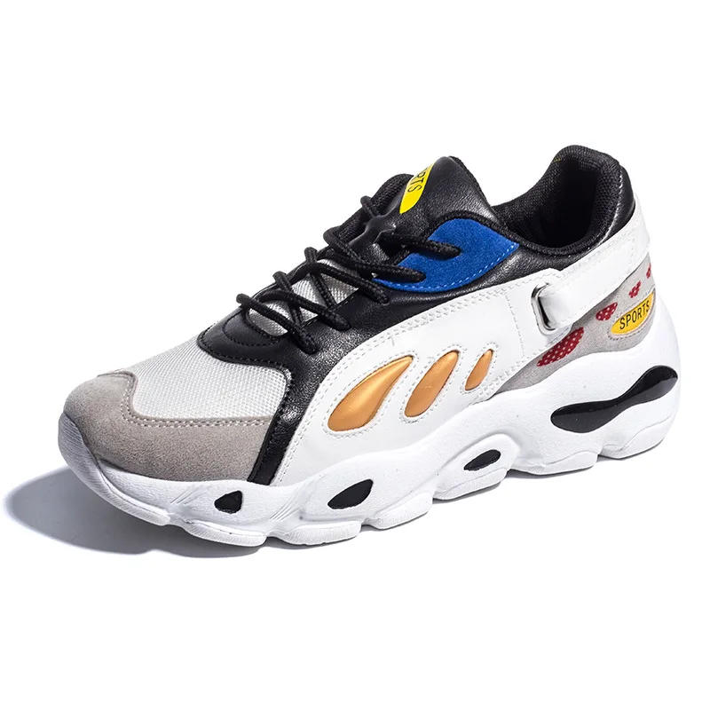 

Fashion chunky Sneakers women Runway Mixed Colors Design Sole Girls shoes Round Toe Leisure Shoes mesh Patchwork Dad Shoes