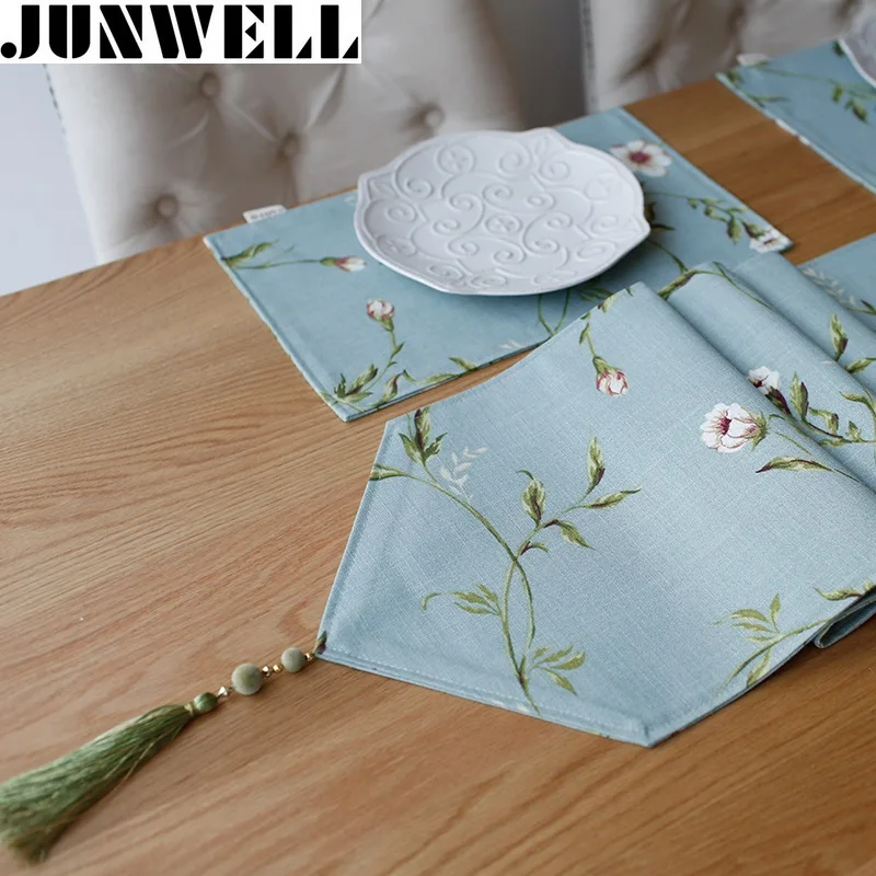 

2017 New Heavy Poly Linen Table Flag European Style Tassel Table runner Coffee Table Dinning Table Runner House decoration