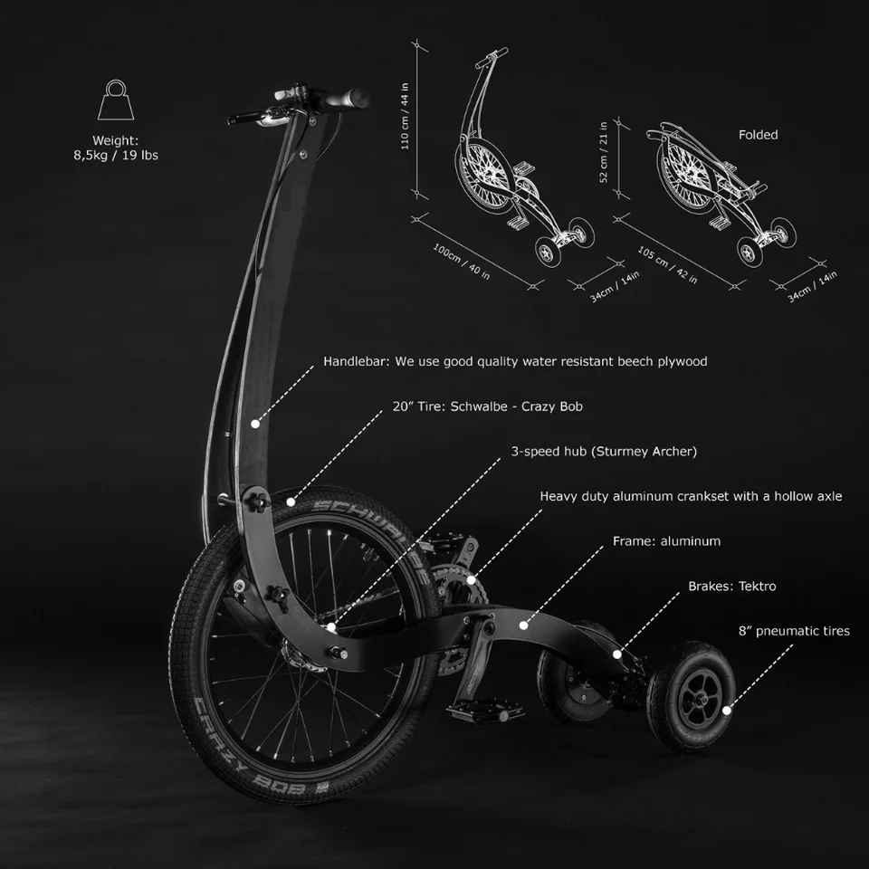 3 wheel stand up bike