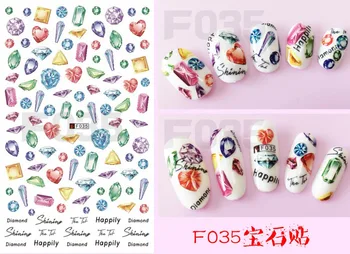 

1pcs 3D Super Thin Nail Stickers Tips Nail Art Adhesive Decals Manicure Decoration Shining Diamond Letter Wraps F035