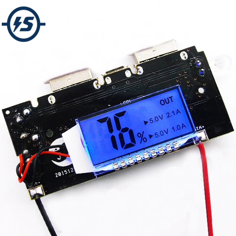 

5V 2.1A 1A Mobile Power Bank Charger Module Double USB Output 3V to 5V Step Up Boost Lithium Battery Charging Board LCD Display