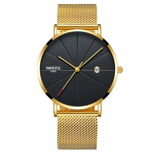 NIBOSI простой Для мужчин часы Тип Водонепроницаемый наручные часы моды Миланцы группа часы браслет роскошные часы синий - Цвет: D