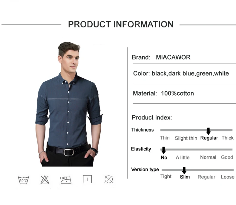 Miacawor 2019 Новый Для мужчин платье рубашка 100% хлопок с длинным рукавом мужские рубашки в стиле кэжуал Slim Fit Camisa Masculina плюс Размеры 4XL MC343