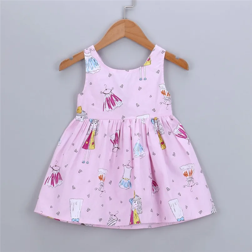 

Summer Girls Dress Cartoon Printed Baby Girls Clothing Toddler Baby Girl Bowknot Sleeveless Backless Dresses Girl Costume F20#5