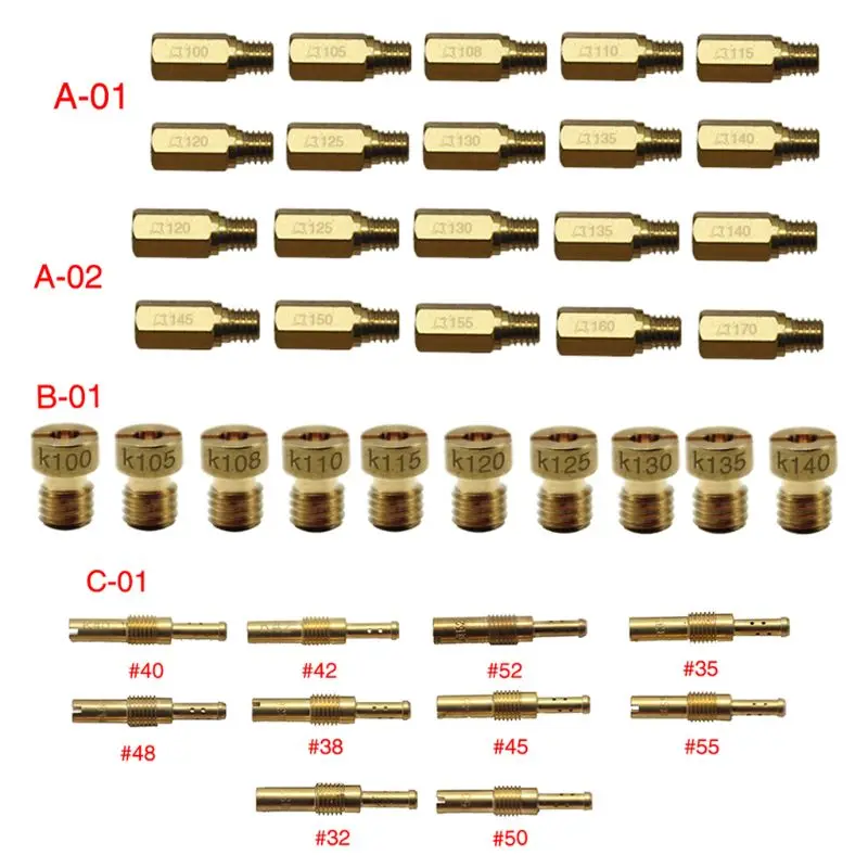 

10pcs Set Slow/Pilot Jet Or Main Jet For PWK Keihin OKO CVK Mikuni KOSO Motorcycle Carburetor Vice injectors Nozzle