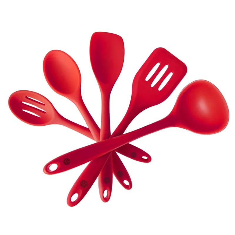 red silicone kitchen utensils set