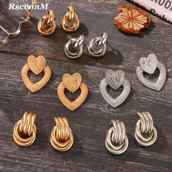 

RscvonM Minimalist Gold Silver Color Love Knot Earrings for Women Classic Twisted Stud Earrings Tie the Knot Wedding Jewelry