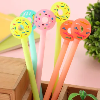 

4 pcs Gel Pens Cartoon Doughnut black colored kawaii gift gel-ink pens pens for writing Cute stationery office school supplies