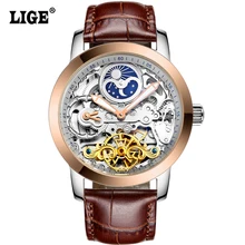 LIGE 2016 Nouvelle De Luxe Casual Horloge Hommes Montre Automatique Squelette D’affaires Montre Mécanique Relogio Mâle Montre Montre Mens Montres