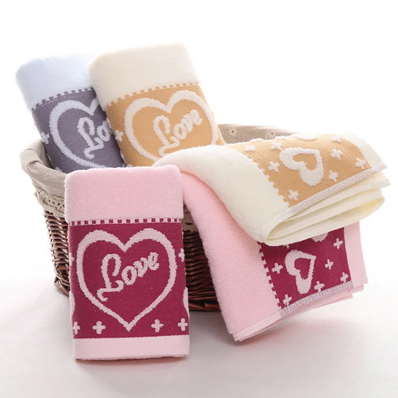 Urijk 1PC Top Quality LOVE Heart Jacquard Towels for Lovers Gift Towel