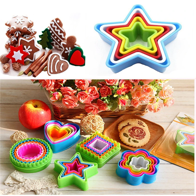 

5 Pcs DIY Cookies Cutter Set Cake Cutter Molds Sandwich Fondant Cake Mould Biscuit Cookies Mold Cake Decorating Baking Tools