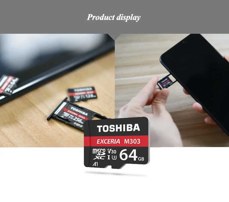 TOSHIBA EXCERIA TF Card M303 64GB 128GB 256GB U3 V30 C10 4K Micro SD Card Full HD Memory Card 98MB/s A1 SDXC UHS-I Flash Card