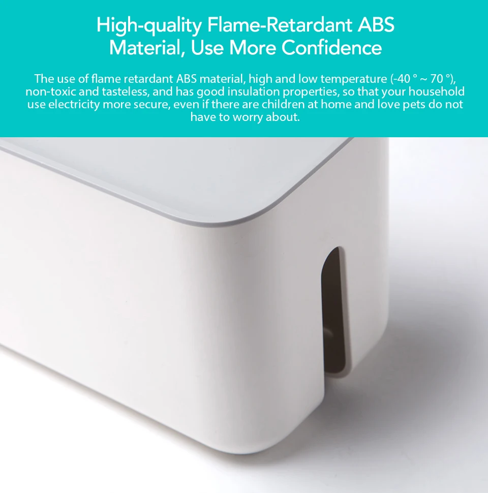Xiaomi Power Cable Collector Cable Storage Box Cord Organizer ABS Storage Box Detachable Cover Simple and Stylish Design White (13)