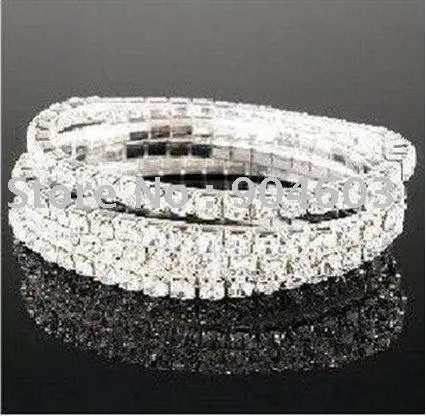 120 шт/партия, лучшее качество, модные серебряные однолинейные прозрачные браслеты с горным хрусталем, браслет B11043